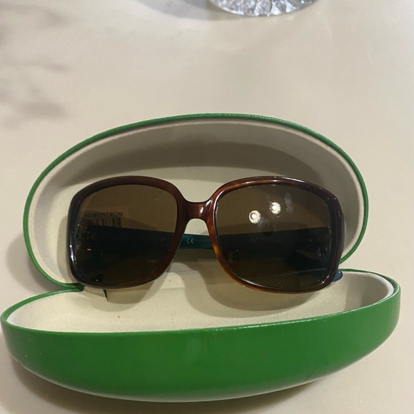 KATE SPADE NEW YORK LULUS SUNGLASSES TURQUOISE / BROWN WITH HARD CASE NWOT - Picture 2 of 12